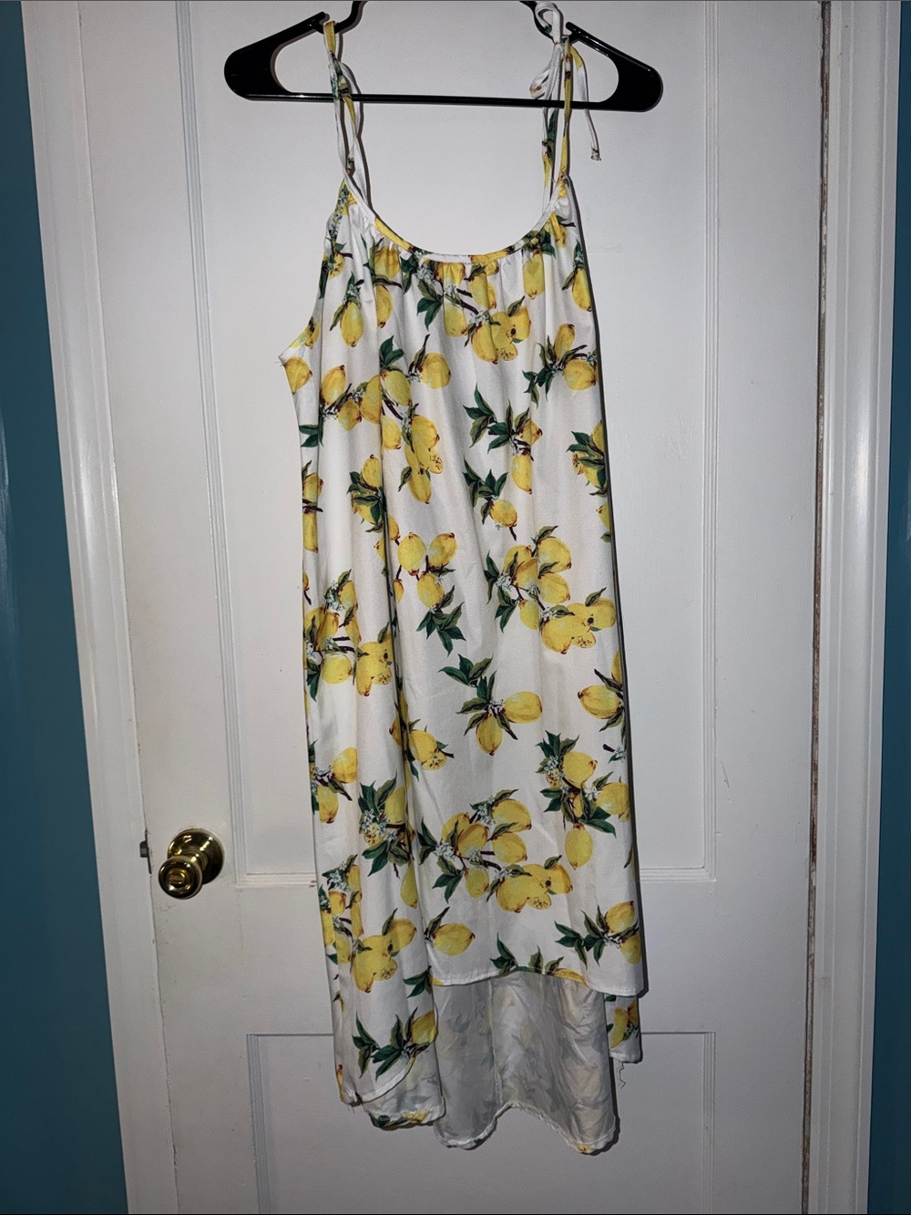 Noracora Sleeveless White High-Low Dress with Yellow Lemon Print size XXL